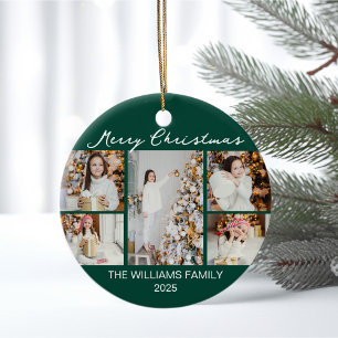 Smaragdgrön God Jul Foto Collage Julgransprydnad Keramik