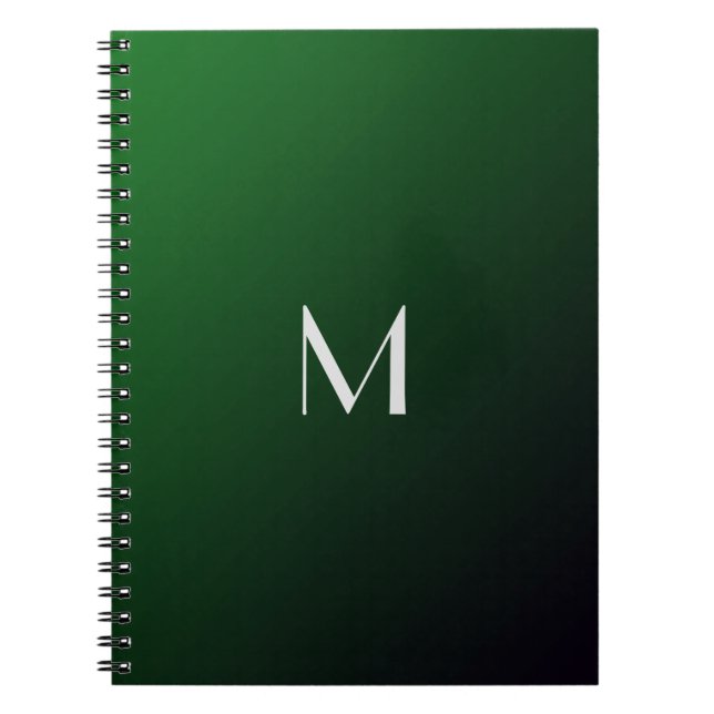 Smaragdgrön gradient -  djärvt monogram anteckningsbok (Framsidan)