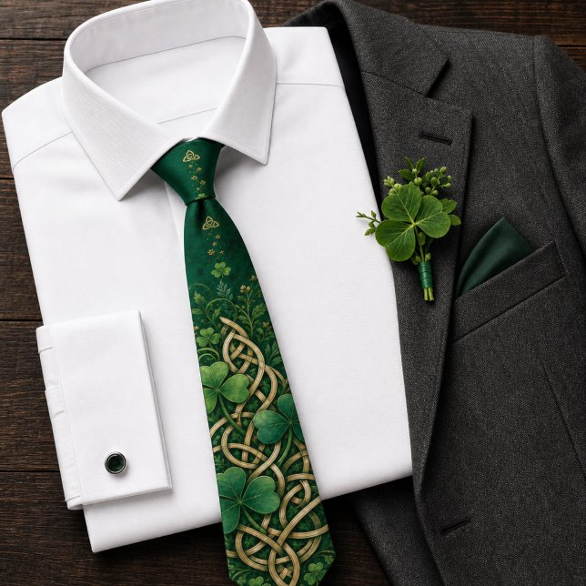 Smaragdgrön gul keltisk knut St Patrick's Day Slips (Emerald Green Gold Celtic Knot St Patrick's Day Neck Tie)