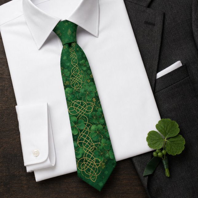 Smaragdgrön gul keltisk knut St Patrick's Day Slips (Emerald Green Gold Celtic Knot St Patrick's Day Neck Tie)
