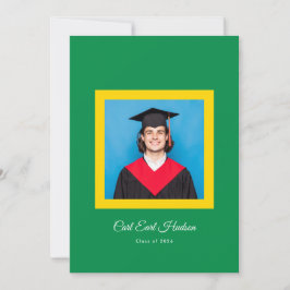 Smaragdgrön Gul Vit Gymnasiefoto Examen Meddelande