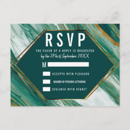 Smaragdgrön Guld Abstrakt Agat Marmor RSVP Inbjudan Vykort