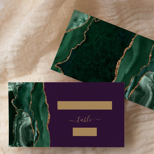 Smaragdgrön Guld Agat Lila Bröllops Eskort Placeringskort (Skapare uppladdad)