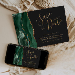 Smaragdgrön Guld Agat Mörk Spara Datum Kort