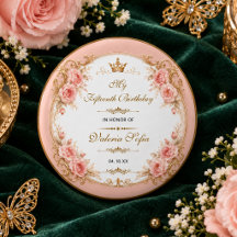 Smaragdgrön Guld Fjäril Quinceañera 15:e