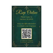 Smaragdgrön guld muslimsk bröllops QR RSVP-kort