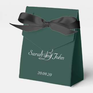 Smaragdgrön & Guld Namn Monogram Bröllop Presentaskar