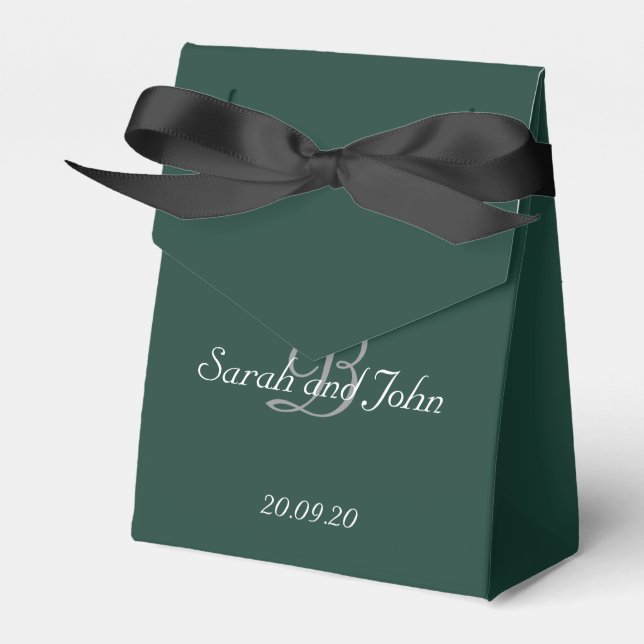 Smaragdgrön & Guld Namn Monogram Bröllop Presentaskar (Framsidan Sidan)