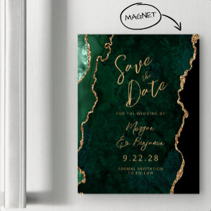 Smaragdgrön guldagat magnetisk Save the Date