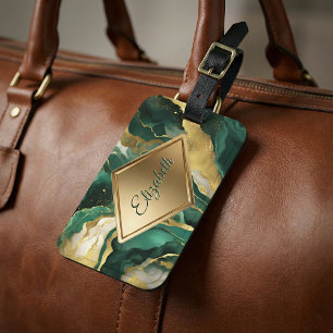 Smaragdgrön guldagatmarmor Glam lyx Bagagebricka