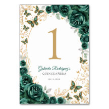 Smaragdgrön guldblommig Quinceanera