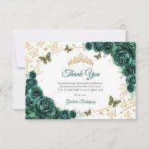 Smaragdgrön guldblommig Quinceanera