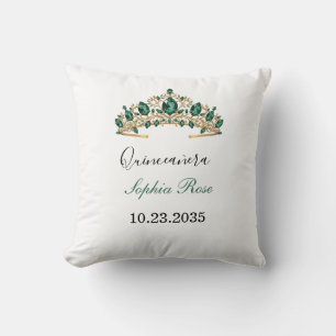 Smaragdgrön guldkrona Quinceañera-kudde Kudde