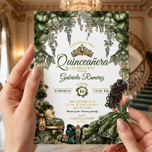 Smaragdgrön gyllene tiara blomster Quinceañera