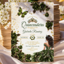 Smaragdgrön gyllene tiara blomster Quinceañera