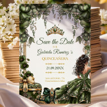 Smaragdgrön gyllene tiara blomster Quinceañera