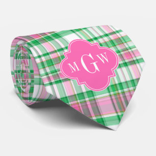 Smaragdgrön Het Pink Wht Preppy Madras Monogram Slips