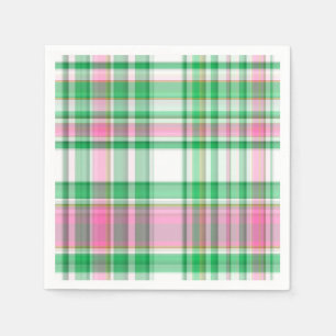 Smaragdgrön, het rosa, vit preppy Madras-karotruta Pappersservett