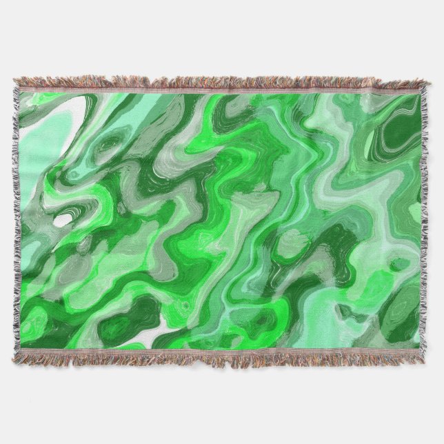 Smaragdgrön marmorerad textur Abstrakt flytande fä Filt (Framsidan)