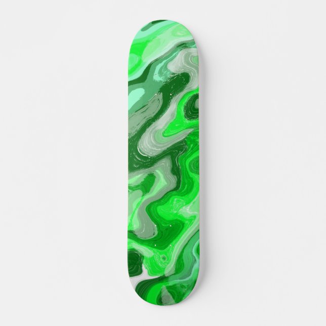Smaragdgrön marmorstruktur Abstrakt flytande färg Mini Skateboard Bräda 18,5 Cm (Framsida)