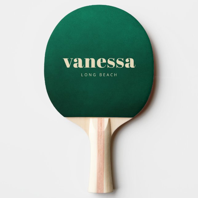 Smaragdgrön Minimal Modern Klassisk Namn Pingisracket (Baksidan)
