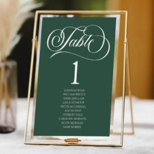 Smaragdgrön Minimalistisk Elegant Klassisk Bröllop Bordsnummer