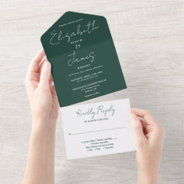 Smaragdgrön minimalistisk elegant script bröllop