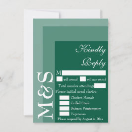 Smaragdgrön modern initial bröllop RSVP-kort Tack Kort