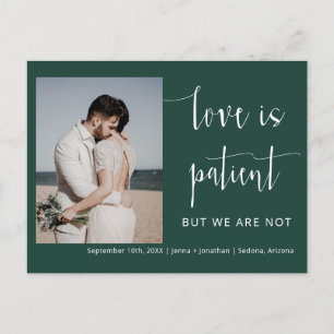 Smaragdgrön Modern Minimalistisk Foto-Elopement Vykort