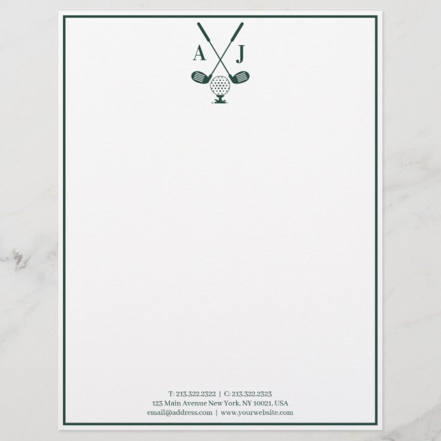 Smaragdgrön Monogram Golf Brevhuvud (Framsida)