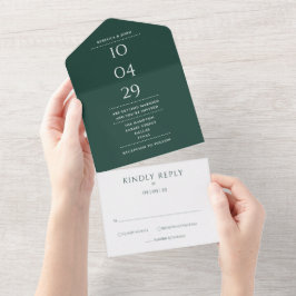 Smaragdgrön Monogram Minimalistisk Bröllopsdatum