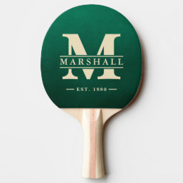 Smaragdgrön monogram och namnöverlägg pingisracket