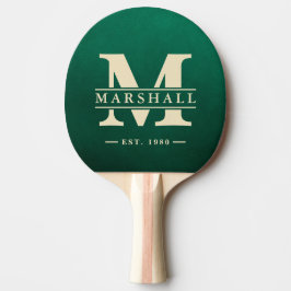 Smaragdgrön monogram och namnöverlägg pingisracket