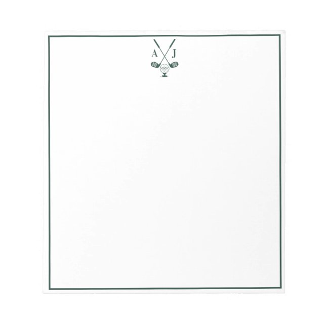 Smaragdgrön Monogrammerad Golf Anteckningsblock (Framsida)