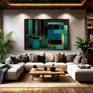 Smaragdgrön och guld Abstrakt geometrisk Poster