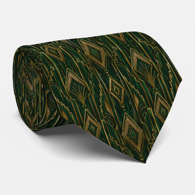 Smaragdgrön och guld Art Deco-diamant Slips (Rullad)