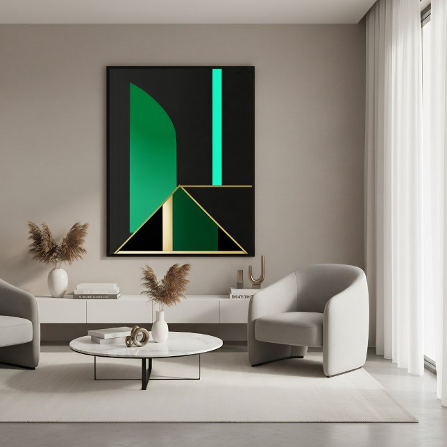 Smaragdgrön och guld Art Deco Geometrisk Abstrakt Canvastryck (Skapare uppladdad)
