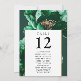 Smaragdgrön och guld Blommig Bord Nummer Sittplats Inbjudningar