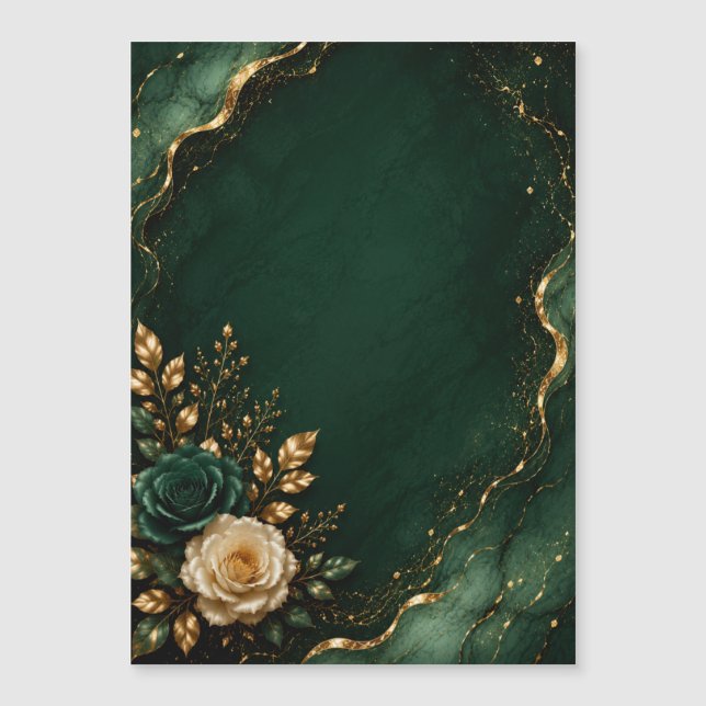 Smaragdgrön och guldblommig kalender (Framsida)