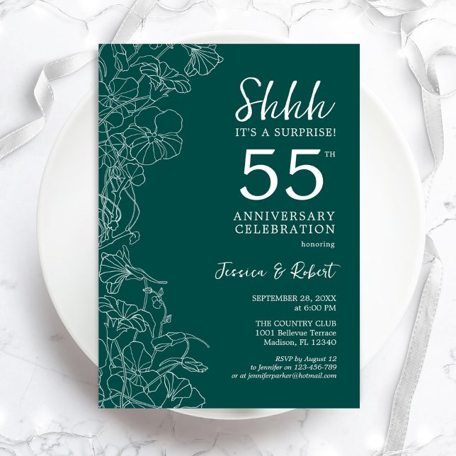 Smaragdgrön överraskning 55-årsjubileum inbjudningar (Skapare uppladdad)