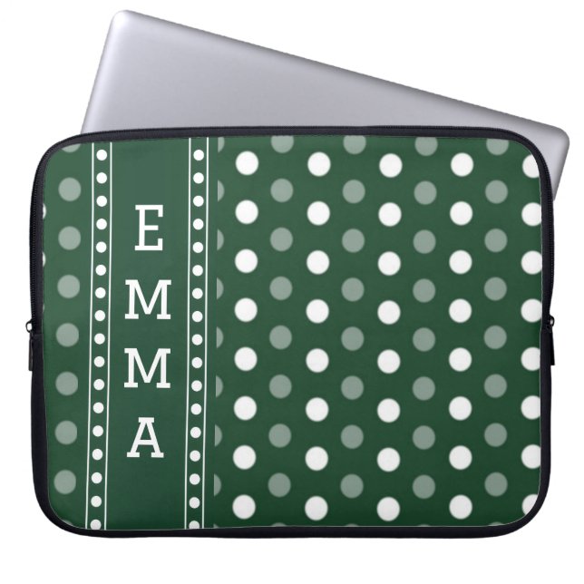 Smaragdgrön prickmönster laptop fodral (Framsidan)