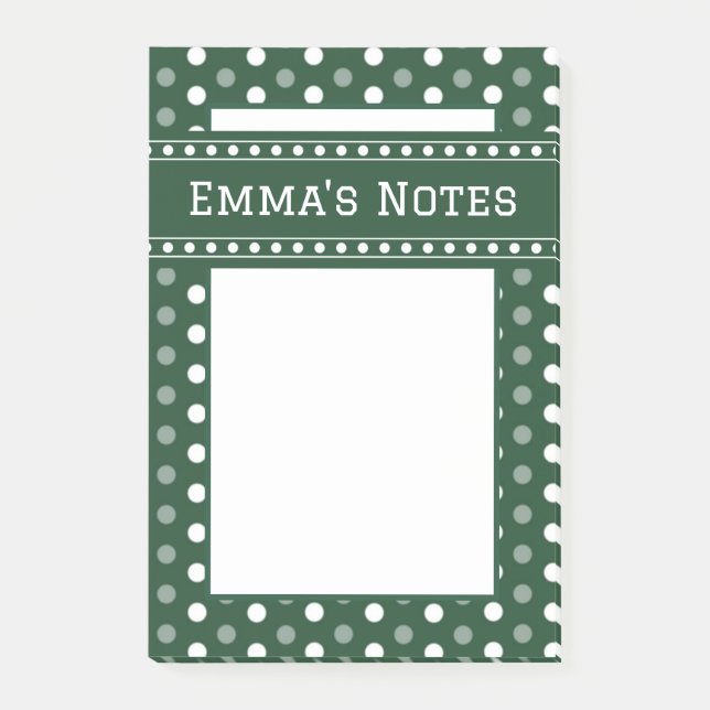 Smaragdgrön prickmönster post-it block (Framsida)