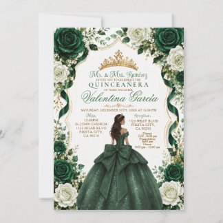 Smaragdgrön Quinceañera-inbjudan med prinsessa Inbjudningar