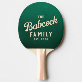 Smaragdgrön Retro Familjenamn & År Pingisracket