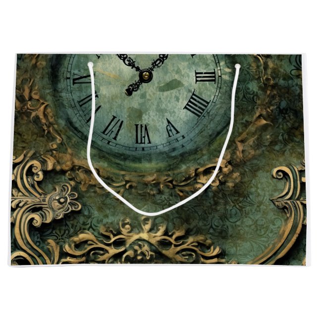 Smaragdgrön Rustik Steampunk-klocka (Framsidan)
