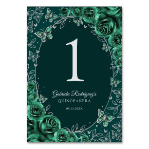 Smaragdgrön Silver Quinceanera Bordsnummer
