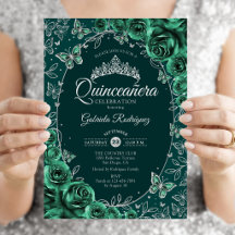 Smaragdgrön Silver Quinceañera