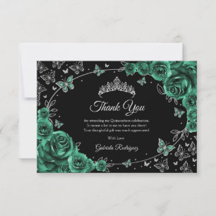 Smaragdgrön Silver Quinceanera Tack Kort