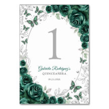 Smaragdgrön silverblommig Quinceanera
