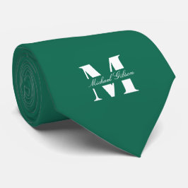 Smaragdgrön | Skräddarsydd Monogram Bröllop Trossh Slips